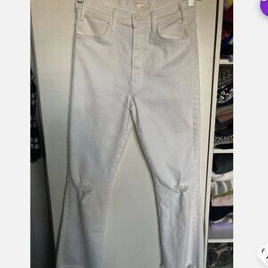 Mother The Hustler Ankle Fray Crop Flare Jeans Unfairest Raw Finish Size 29 NWOT